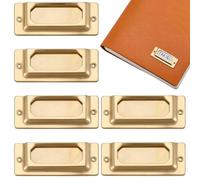 craspire 6 étiquette de Tiroir de Bibliothèque avec Cadre pour Fiche Nominative et Fenêtre Style Vintage en Laiton Doré Porte Étiquettes en Métal pour Bibliothèque École Bureau Tiroir Armoire