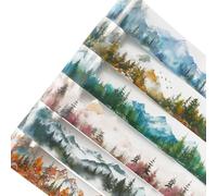 craspire 6 Rouleau de Ruban Adhésif en Pet de 13 mètres de Long pour Scrapbooking Paysage Naturel Forêt 4.6cm Adhésif Étanche Décoratif Washi pour Journal Scrapbooking Planificateur Carnet de Notes