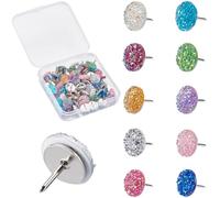 craspire 60 pcs Strass Punaises Résine Paillettes Mètre Punaises Broche Brillant Coloré Bling Décoratif Dessin Tableau en Liège Carte Mur Liège Mousse Papier Punaises pour Bureau à Domicile Tableau