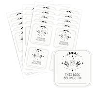 craspire 60pcs Ce Livre Appartient à Autocollants Assiettes de Livre Étiquettes 2 x 2 Pouces Phase de Lune Conçu Timbre de Livre Étiquettes personnalisées Nom de Livre Autocollants pour la Lecture
