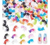 craspire 8 Couleurs Poissons Nail Charms 200pcs 3D Nail Art Charms Résine Poisson Rouge Océan Animaux Nail Art Pendentif Décorations Bijoux Accessoires pour DIY Artisanat Bijoux Coque de Téléphone