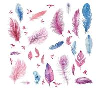 Craspire 8 feuille D'Autocollants Muraux en Plumes en PVC Imperméables et Autocollants Rectangulaires Amovibles pour Décoration de Fenêtre, Escalier, Décoration de la Maison, Art Mural TV Comme Cadeau