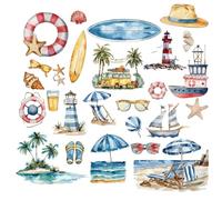 craspire 8 Feuille de 8 Styles D'Autocollants pour Fenêtre de Plage D'Été Autocollants Tropicaux Hawaïens Océan Mer Saisons Vinyle Autocollant Autocollant Mural Imperméable en PVC pour Porte