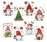 craspire 8 Feuilles 8 Styles Autocollants de Fenêtre de Noël Grand Père Noël Fenêtre S'Accroche Arbres de Noël Décoration Murale Stickers Affichage pour Chambre Salon Magasin Vitrine Décorations
