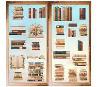 craspire 8 Styles Autocollant Mural de Livre Lecture Fenêtre Décor Adhésif Vinyle Étude Lire Livres Impression d'art Coloré Autocollants Double Face à Décoller et à Coller pour la Maison Mur Fenêtre