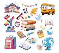 craspire 8 Styles Autocollants Muraux à Thème de Jour D'École Livres Football Tableau Noir Autocollants Tellurion Autocollants de Fenêtre Autocollants Muraux Auto Adhésifs Imperméables en PVC