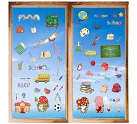 craspire 8 Styles Autocollants Muraux Rentrée Scolaire Saison Livre Stylo PVC Fenêtre Autocollants Décalcomanies Imperméable Auto-Adhésif S'Accrochent Peler et Coller pour Salle de Classe Chambre
