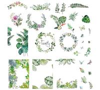 craspire 8 Styles Feuilles de Palmier Tropicales Stickers Muraux Papillon Fleurs Fenêtre en PVC Imperméable Auto-Adhésif Vinyle Autocollant pour Dortoir Chambre Salon Magasin Crèche Décors Fête