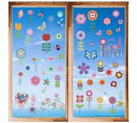 CRASPIRE 8 styles Fleurs Stickers Muraux Floral Papillon PVC Floral Fenêtre Autocollants Décalcomanies Imperméable Auto-Adhésif Peler et Coller pour Réfrigérateur Chambre Salon Cuisine Magasin Vitrine
