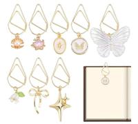 craspire 8 Styles Trombone Papillon Breloques Baroques Dorées Marque | Page en Métal Jolis Trombones en Forme de Nœud pour Marque Pages Étiquettes Notes Calendriers Agendas Carnets de Notes