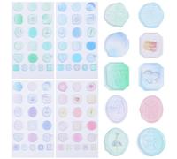 craspire 80 pcs Autocollants de Sceau de Cire Bleu Autocollants de Décoration Clairs Papillon Floral Coeur Autocollants de Scellage D'Enveloppe Auto-Adhésifs Transparents pour la Décoration