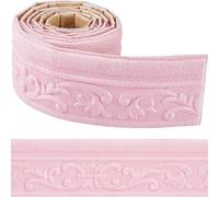 CRASPIRE 88 x 3 pouces Bordure de papier peint décoratif autoadhésif en mousse perlée rose pâle 3D, plinthe flexible en mousse autoadhésive, garniture murale amovible, contour de miroir,lignes murales