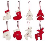 craspire 8pcs Mitaines de Noël Feutrées Décor à la Main de Noël avec des Gants en Corde de Coton Chaussette d'ange Renne Ornement à Suspendre de Noël Artisanat en Feutre pour Décorations d'arbre de