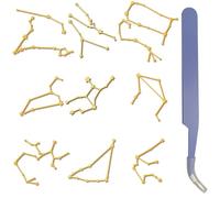 craspire 9 Autocollant en Métal Doré avec Pince à Épiler de 1,5 x 1,5 Pouces pour Tarot Magie Orgonite Étanche Autocollant Décoration en Nickel pour Scrapbooking Bricolage Résine Décoration