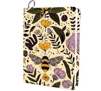 craspire Abeille Couverture de Livre Extensible Feuilles de Fleurs de Printemps Tissu élastique Douille de Livre en Tissu 9 x 14 Pouces Lavable réutilisable Grands Livres enveloppes couvertures