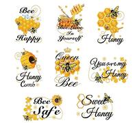 craspire Abeilles Stickers Muraux PVC Imperméable Auto-Adhésif Stickers Amovible Bourdon Abeille Miel S'Accroche Animal Rectangle 8 Feuilles 8 Styles pour Fenêtre Escalier Décoration