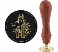craspire Anubis Cachet de Cire Tampon Thème Egyptien Mythologique Cachet Sceaux Cuivre Rétro Amovible Tête de Timbre en Laiton avec Manche en Bois pour Halloween Lettre Invitation Enveloppe Cartes