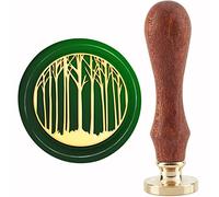 craspire Arbre Forêt Sceau de Cire Tampon Amovible 3D Laiton Cachetage Timbres Têtes 30mm avec Manche en Bois Rétro pour Enveloppes Lettre Invitations DIY Mariage Anniversaire Vin Fête Carte de Voeux