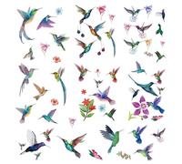 CRASPIRE Autocollants Colibri Fleurs Oiseaux Colorés Fenêtre | Imperméable, Amovible, Vinyle, Art Mural, Pour Toilettes Chambre Salon