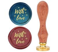 craspire avec Amour Cachet de Cire pour Mariage Vintage Amovible Têtes de Cachet en Laiton 25 mm avec Manche en Bois Saint Valentin Enveloppes Lettre Invitations Carte DIY Artisanat Anniversaire