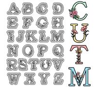 craspire AZ Lettres Florales Tampons en Caoutchouc Transparent Alphabet Initial Vintage Sceaux de Tampon en Silicone Transparent Réutilisables pour la Fabrication de Cartes de Journalisation