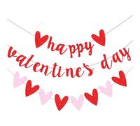 craspire Bannière de Saint Valentin Kit de Drapeaux en Papier en Forme de Cœur Rouge Décorations de Jour en Papier Pailleté Bannières à Suspendre avec Mots Pailletés pour Décorations de Fête