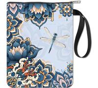 craspire Boho Fleur Libellule Pochette de Livre avec Poche à Fermeture Éclair Cadeaux pour Les Amateurs de Livres Mandala Lotus Couverture Rigide Pochette de Livre Étanche Sac de Protection Housse