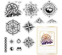 craspire Boussole Tampons Transparents Boussole Montagne Paysage Extérieur Transparent Silic1 Tampon Tampon en Caoutchouc pour Scrapbooking Anniversaire Album Photo Thanksgiving Carterie