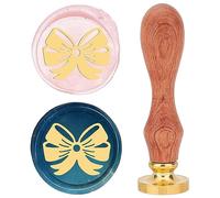craspire Bowknot Wax Seal Stamp 25mm Timbres de Cire à Cacheter Poignée en Palissandre Rétro Tête en Laiton Amovible pour Les Invitations de Mariage Enveloppes Halloween Noël Thanksgiving Emballage