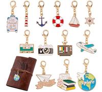 craspire Breloque pour Carnet de Voyage Style Vintage avec Fermoir Mousqueton Pendentif en Alliage Émaillé Plaqué Idéal pour la Décoration de Voyage Les Accessoires de Carnet de Voyage la Création
