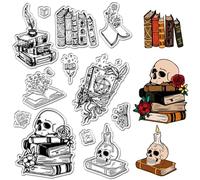 craspire Buch Clear Stamps Crâne Grimoire Rose Bougie Tampons en Silicone Transparent Réutilisables pour Le Journaling, la Création de Cartes, la Décoration DIY, Les Accessoires de Scrapbooking