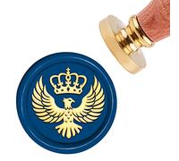craspire Cachet de Cire Aigle avec Couronne Tampon de Cire à Cacheter 30mm Tête en Laiton Amovible Tampon à Cacheter avec Manche en Bois pour Invitations Cadeau Scrapbooking Décor