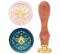 CRASPIRE Cachet de Cire D'Abeille 25 mm Tête en Laiton Amovible Timbre de Cire à Cacheter Rétro Vintage avec Manche en Bois pour Enveloppes de Mariage, Noël, Invitations, Décoration D'Emballage Cadeau