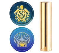 craspire Cachet de Cire en Laiton 2 Style Motif Tortue de Mer Coquillage Mini Tampons Métalliques de 15mm pour Invitations de Mariage Enveloppes Emballage Coquillages Océan Été Bricolage