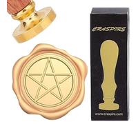 craspire Cachet de Cire Étoile Tampon de Cire à Cacheter Étoile à Cinq Branches Rétro Tête en Laiton Amovible de 25 mm avec Poignée en Bois pour Emballage Cadeau, Décoration de Mariage, Enveloppes