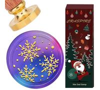 craspire Cachet de Cire Flocon de Neige Tête de Sceau de Cire d'hiver 2.5cm Métal Doré Laiton avec Manche en Bois Rétro pour Noël Vacances Carte D'Invitation Nouvel an Enveloppe Fête d'anniversaire