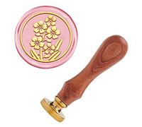craspire Cachet de Cire Tampon Encreur Fleur, Ne M'Oublie Pas Tampons de Cire à Cacheter Timbre Bois Rétro Cachet de Cire 25mm Amovible Tête en Laiton Manche en Bois pour la Carte-Cadeau