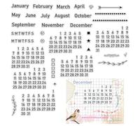 craspire Calendrier Tampons Clairs Semaine Mois Mots Numéro Réutilisable Rétro Transparent Tampons en Silicone pour Scrapbooking Album Photo Journal Décoratif Fabrication de Cartes Bricolage Cadeaux