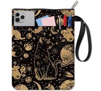 CRASPIRE Cat Book Covers Galaxy Book Sleeve Planet Moon Book Protector for Paperbacks Couverture de livre en tissu lavable avec fermeture éclair et pochette supplémentaire pour les amoureux des livres