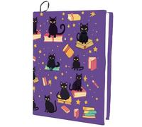 craspire Cat Couverture de Livre Extensible Violet étoile de Livre Animal Lavable réutilisable Grand Tissu de Nylon Polyester Protecteur de Livre 9.4x15.7 Pouces Enveloppement de Cahier élastique