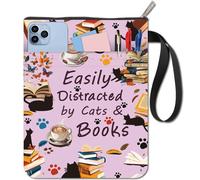 craspire Cat Couverture de Livre Pochette de Livre de Mots Protecteur de Livre Rose pour Les Broches Tissu Lavable Couverture de Livre en Tissu avec Fermeture éclair et Poche supplémentaire