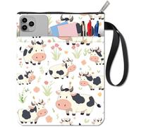 craspire Ceinture de Livre Floral Zipper Housse de Livre Sac avec Poche à Manches supplémentaires Tissu Lavable Double Face Conception de Vache Emballage de Cahier pour Livre de Poche Lecteur