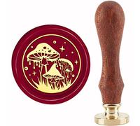 craspire Champignon Cire Sceau Tampon Star Wax Stamp 30mm/1.18inch Amovible Laiton Head Sealing Stamp avec Manche en Bois pour Invitation Enveloppe Cartes Cadeau Scrapbooking