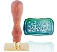 craspire Cire à Cacheter Timbre Fleur Rectangle Cachet Tête 45 × 23mm avec Manche en Bois pour Invitations Cartes Bouteille Cadeau Décoration