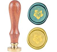 craspire Cire Sceau Timbre Hibiscus Feuille de Palmier Cire D'Étanchéité Timbre Animal avec Poignée en Bois Vintage Rétro Timbre D'Étanchéité Amovible