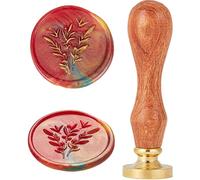 craspire Cire Sceau Timbre Olive Branch 3D Embosser Têtes de Tampon D'Étanchéité avec Poignée en Bois Rétro Amovible Tête en Laiton Champignon Timbre Cartes Postales Cadeaux D'Étanchéité