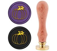 CRASPIRE Citrouille Cire Sceau Timbre Halloween Cire à Cacheter Timbres Invitations de Mariage de Thanksgiving Rétro Vintage en Laiton Tête de Sceau Manche en Bois Amovible pour L'Automne Fête de Noël