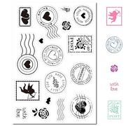 craspire Coeur Cachet de la Poste Tampon en Caoutchouc Transparent Saint Valentin Fleurs Cupidon Vintage Transparent Joints en Silicone Timbre pour Journalisation Fabrication de Cartes DIY