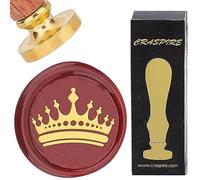 craspire Couronne Sceau de Cire Timbre 25mm Tête en Laiton Amovible Rétro Vintage Cire à Cacheter Timbre avec Manche en Bois pour la Fête de Mariage Enveloppes de Noël Invitations Emballage Cadeau