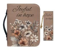 CRASPIRE Couverture de Bible en Cuir Marron avec Marque Page pour Étui de Bible D'Église à Fleurs Grand Sac D'Étanchéité Housse de Transport pour Livre Fermeture Éclair Étui de Transport de Protection